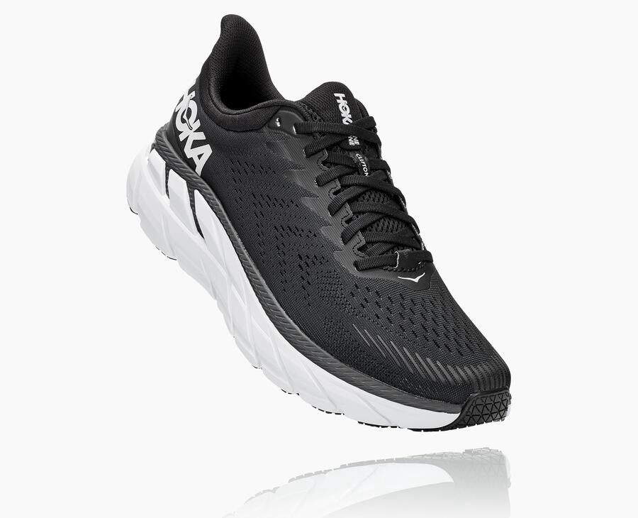 Hoka One One Koşu Ayakkabısı Erkek Siyah/Beyaz - Clifton 7 - LN2460315